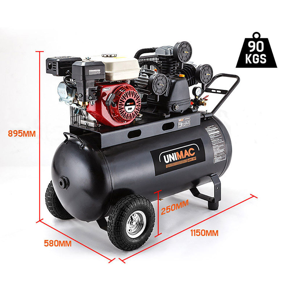 8HP Air Compressor 115PSI 120L Petrol Powered Industrial Air Conditioning