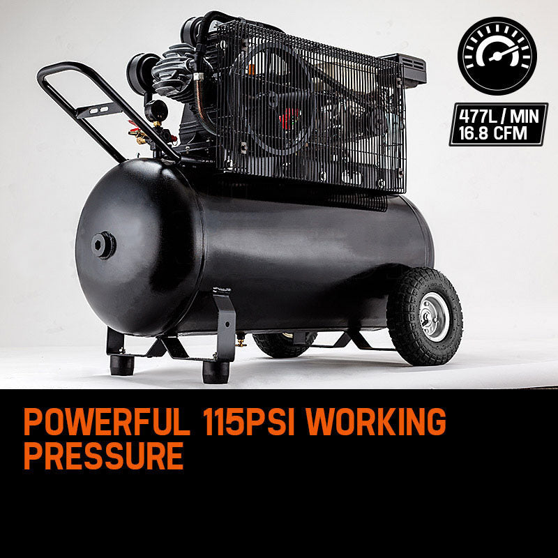 8HP Air Compressor 115PSI 120L Petrol Powered Industrial Air Conditioning