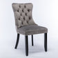 8x Velvet Dining Chairs Upholstered Tufted Kithcen Chair with Solid Wood Legs Stud Trim and Ring-Gray