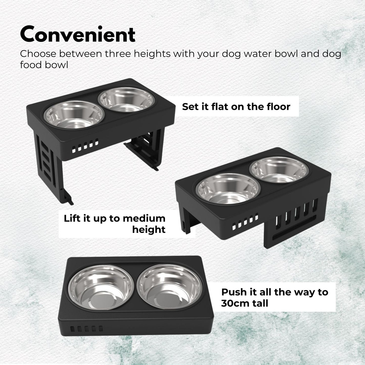 Elevated Raised Pet Feeder with Double Bowl (Black) FI-FD-119-SY