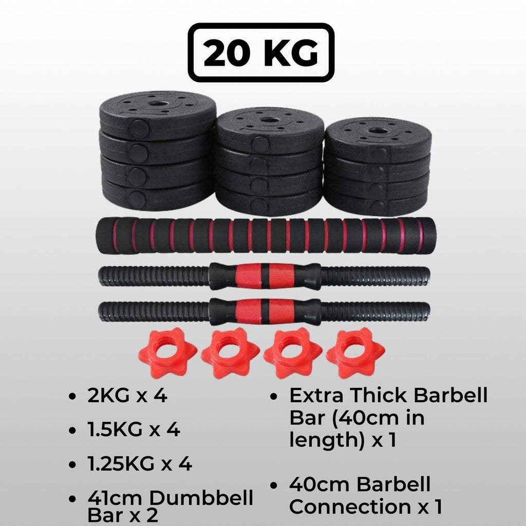 Adjustable Rubber Dumbbells 20kg