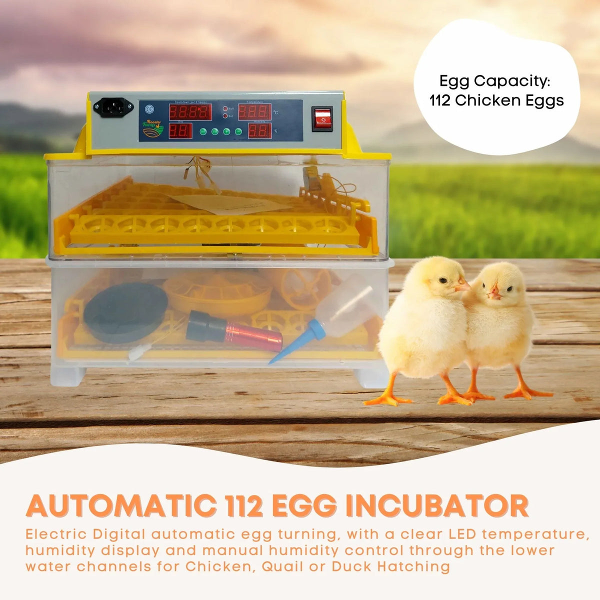 112 Egg Electric Incubator with Accessories – Chicken, Quail and Duck