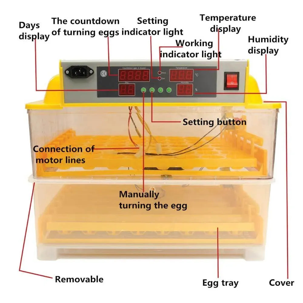 96 Egg Electric Incubator with Accessories – Chicken, Quail and Duck