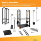 Fireplace tool set with assembly instructions and SOCIAL HIKE branding.