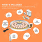 Egg incubator set with components on an orange background