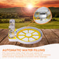 Automatic water filling device with a scenic background