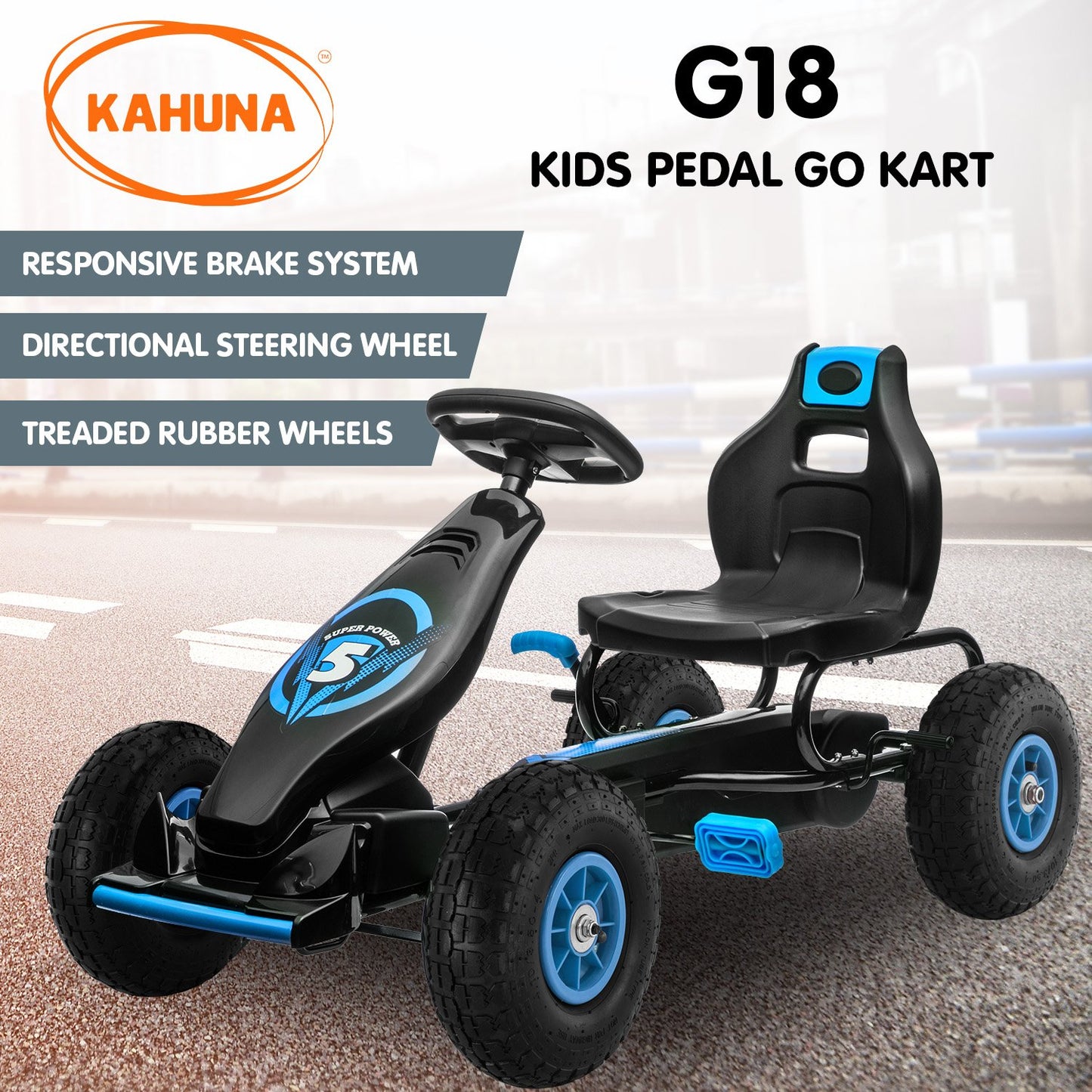 Kids Ride On Pedal Go Kart - Blue