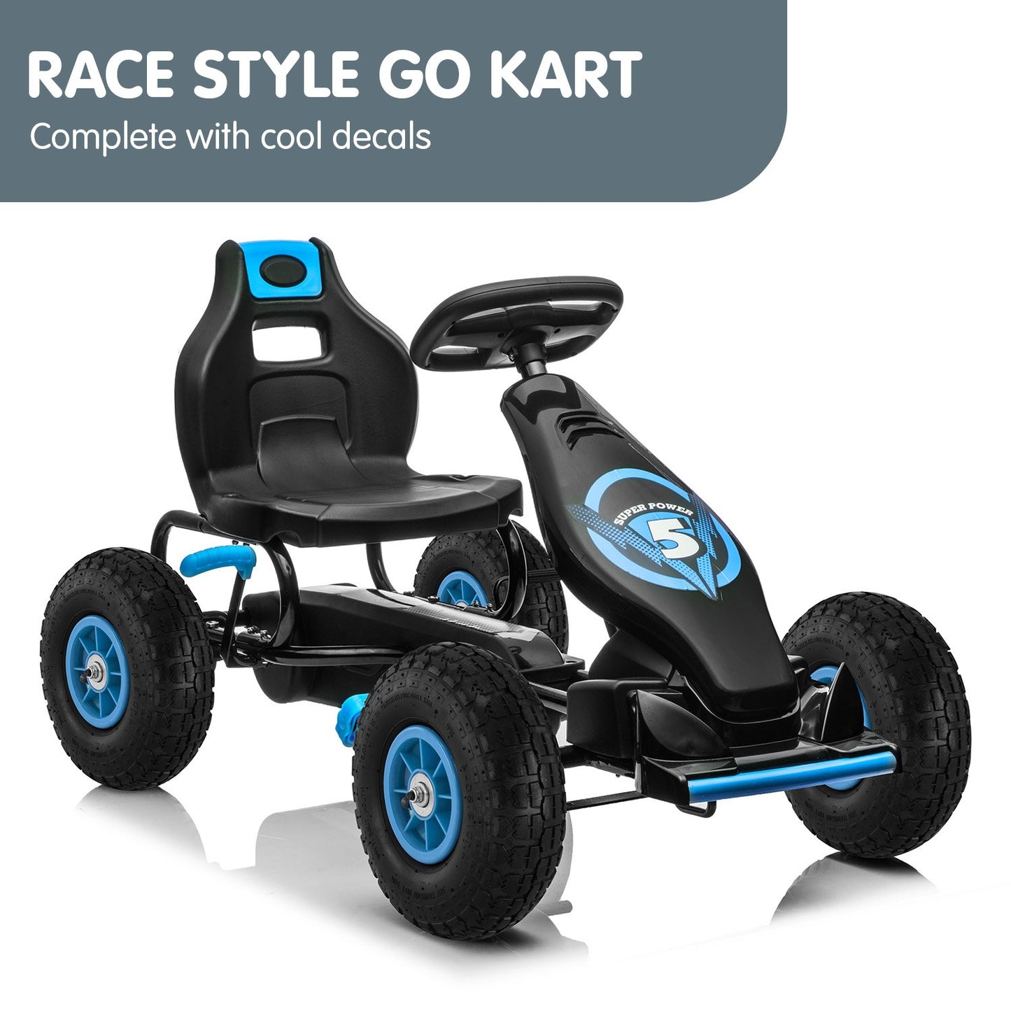 Kids Ride On Pedal Go Kart - Blue