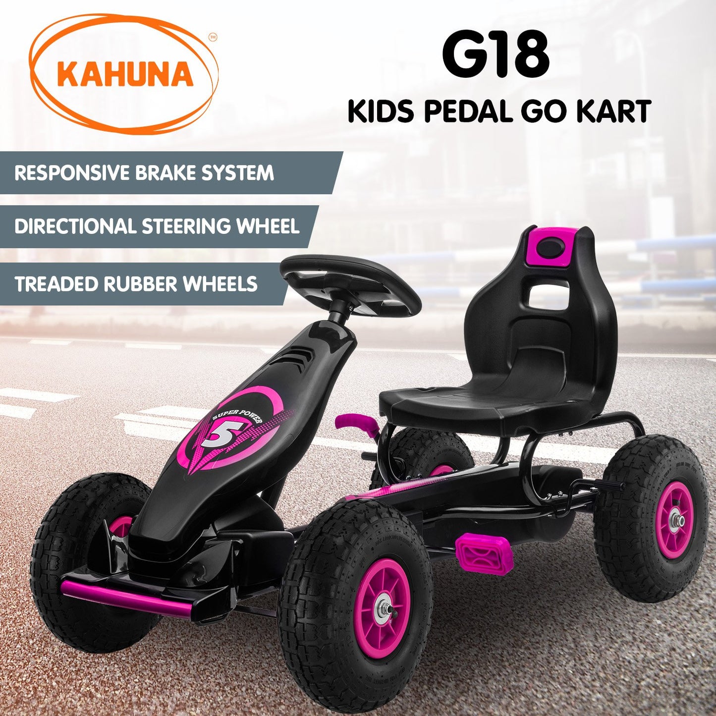 Kids Ride On Pedal Go Kart - Rose Pink