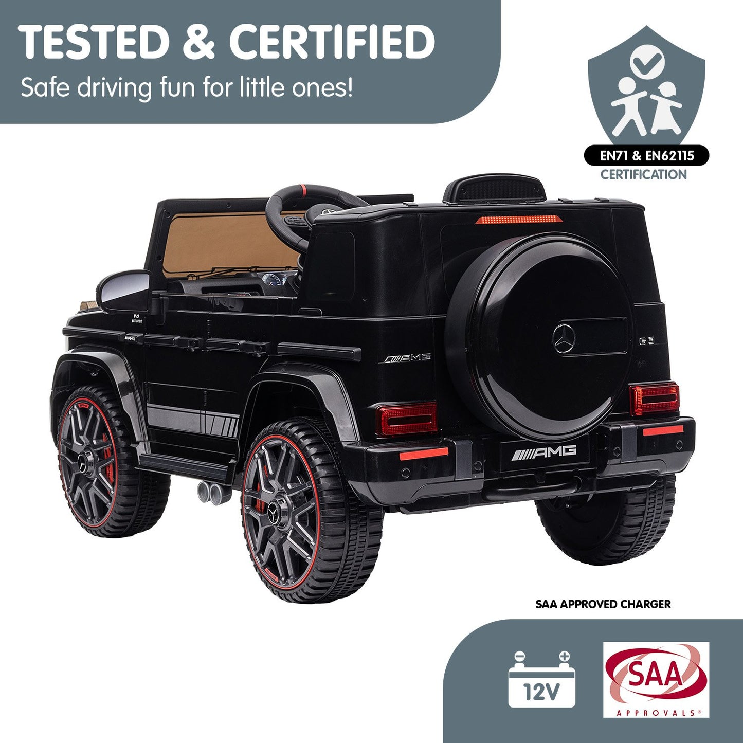 Mercedes Benz AMG G63 Licensed Kids Ride On Electric Car Remote Control - Black