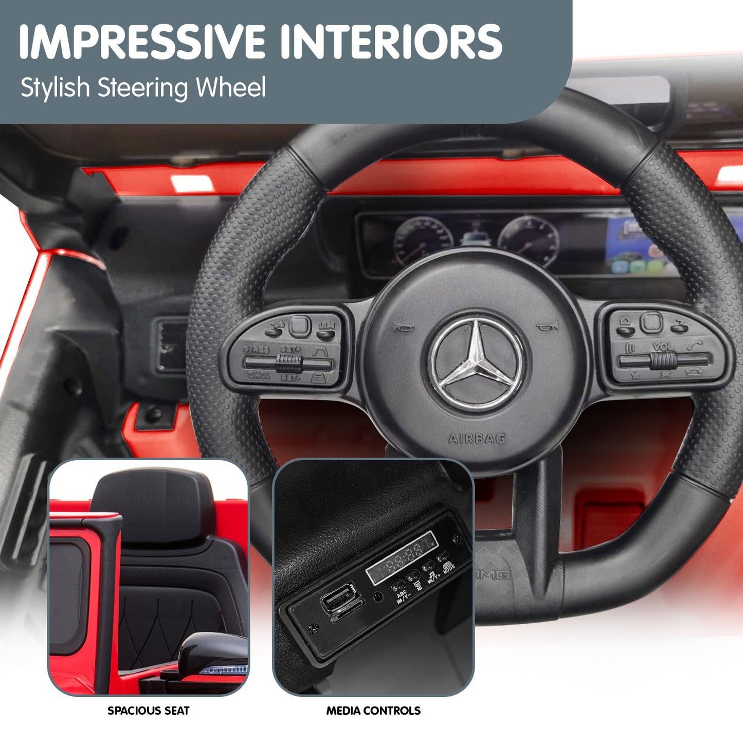 Mercedes Benz AMG G63 Licensed Kids Ride On Electric Car Remote Control - Red