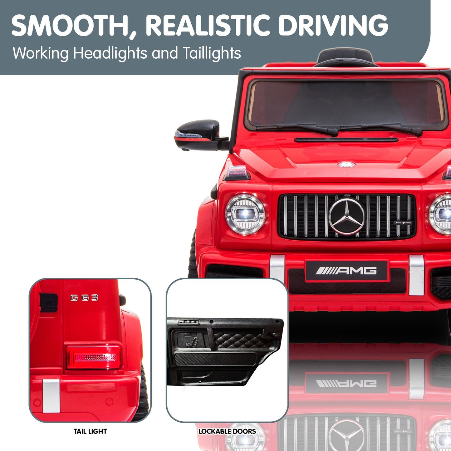 Mercedes Benz AMG G63 Licensed Kids Ride On Electric Car Remote Control - Red