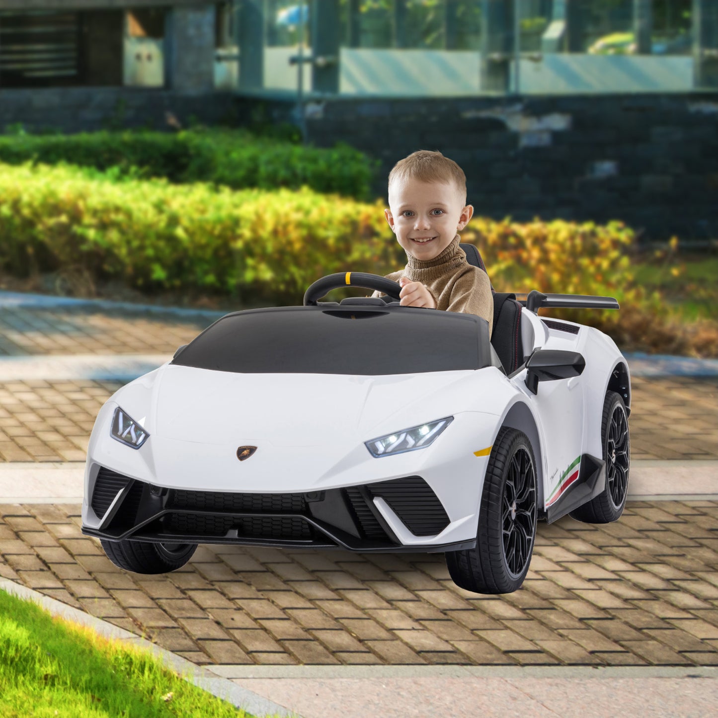 Lamborghini Performante Kids Electric Ride On Car Remote Control by Kahuna - White