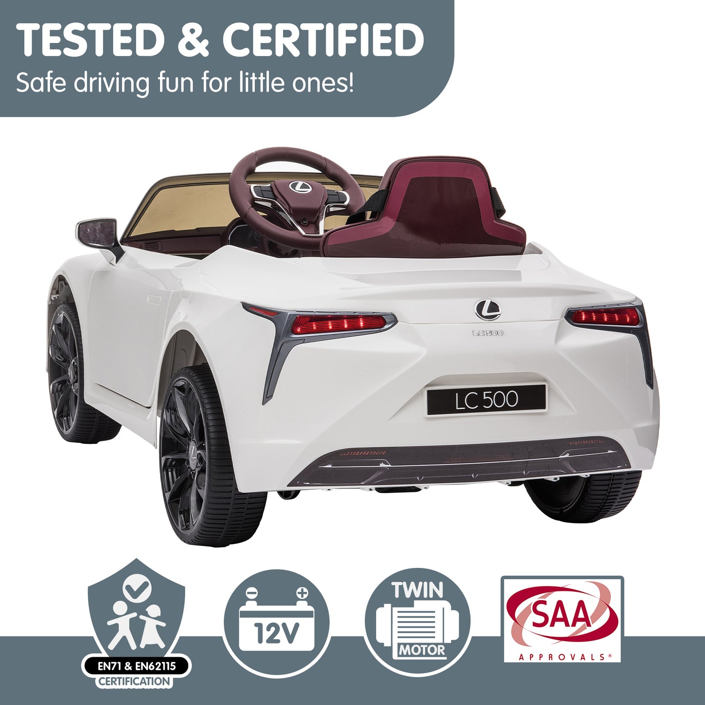 Licensed Lexus Lc 500 Kids Electric Ride On Car - White