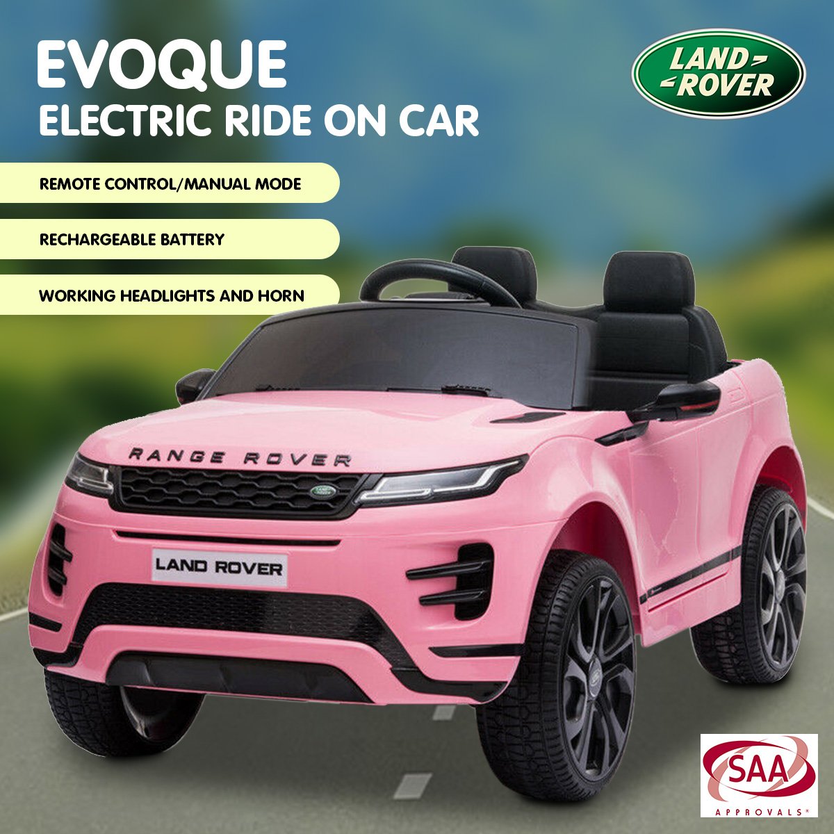 Land Rover Licensed Kids Electric Ride On Car Remote Control - Pink