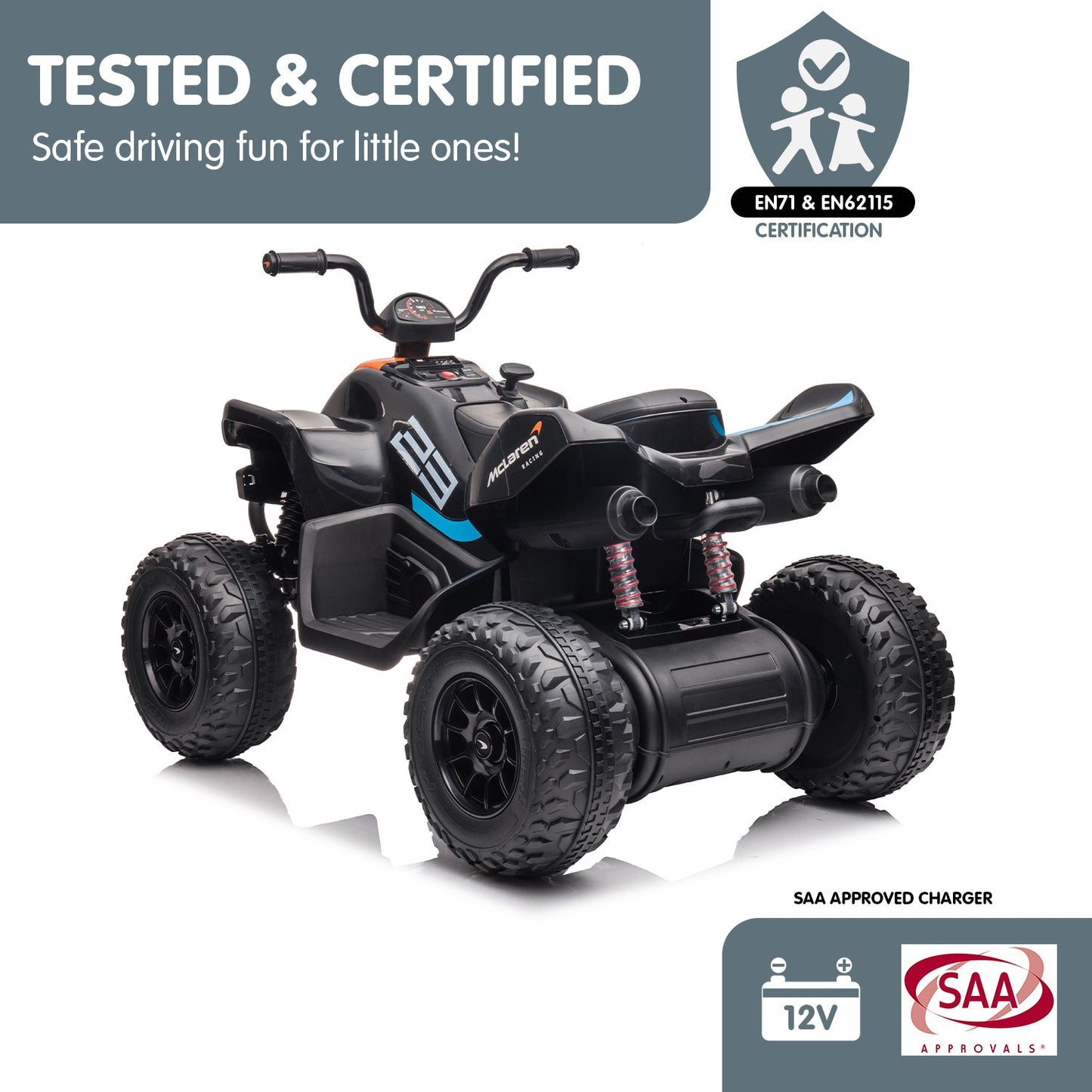 MCL35 McLaren Toy Ride On Electric Quad Bike - Black