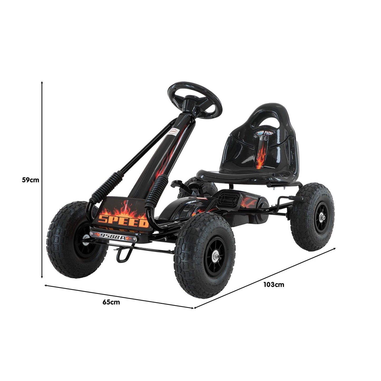 Kids Ride On Pedal-Powered Go Kart - Black