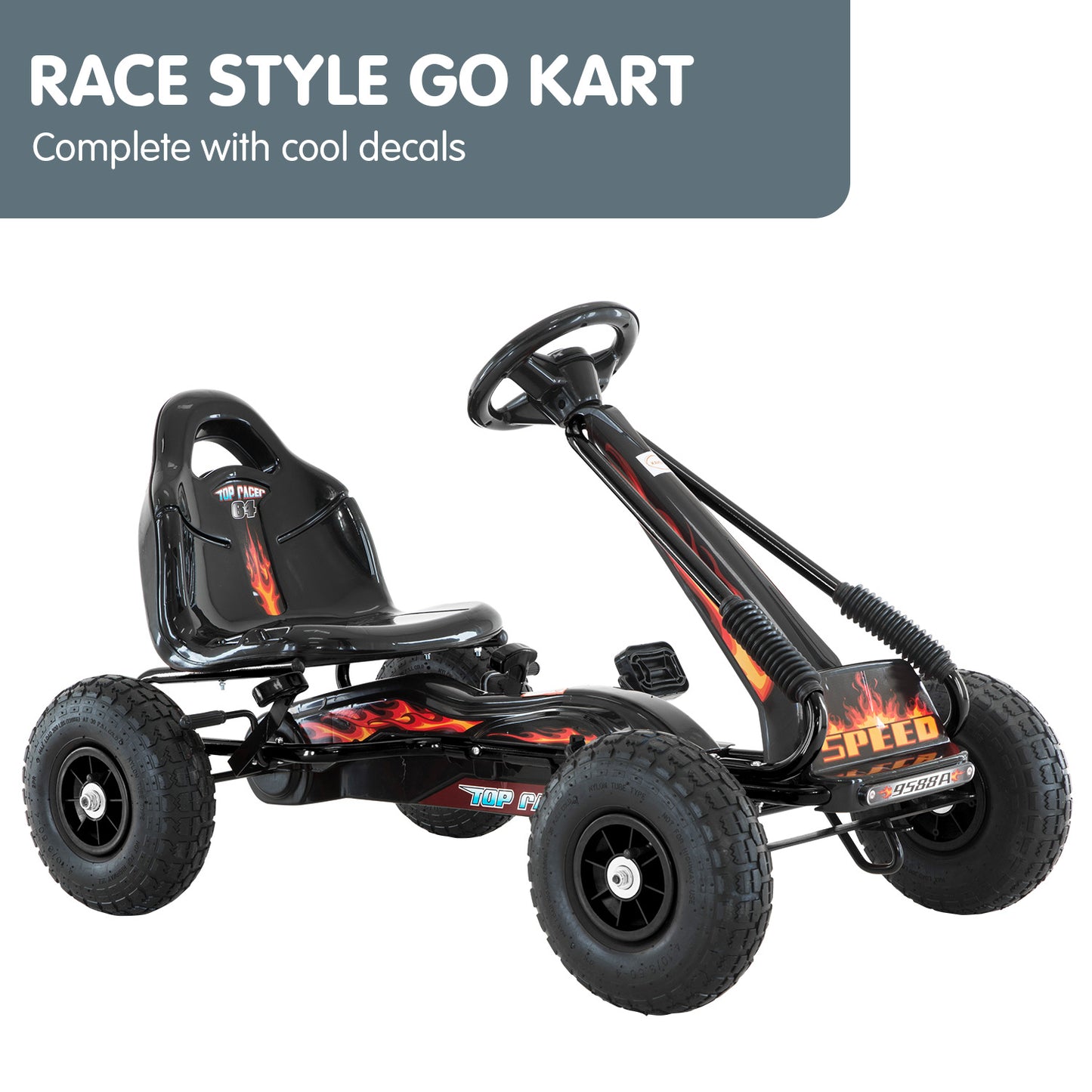 Kids Ride On Pedal-Powered Go Kart - Black