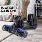 48KG Adjustable Dumbbell Set With Stand Blue