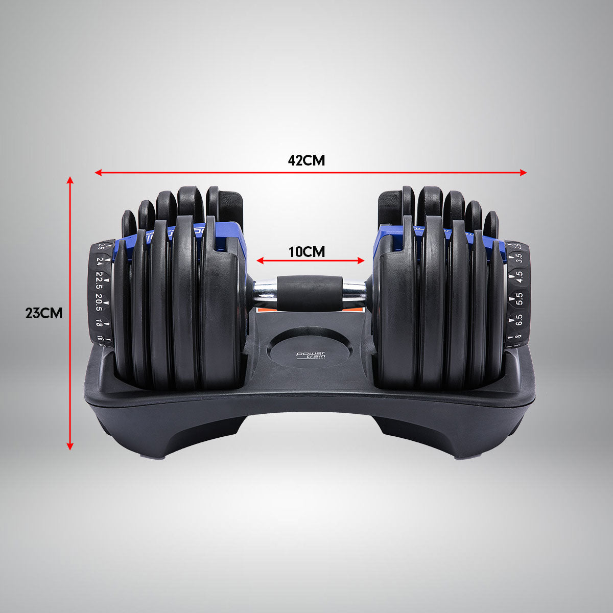 48KG Adjustable Dumbbell Set With Stand Blue