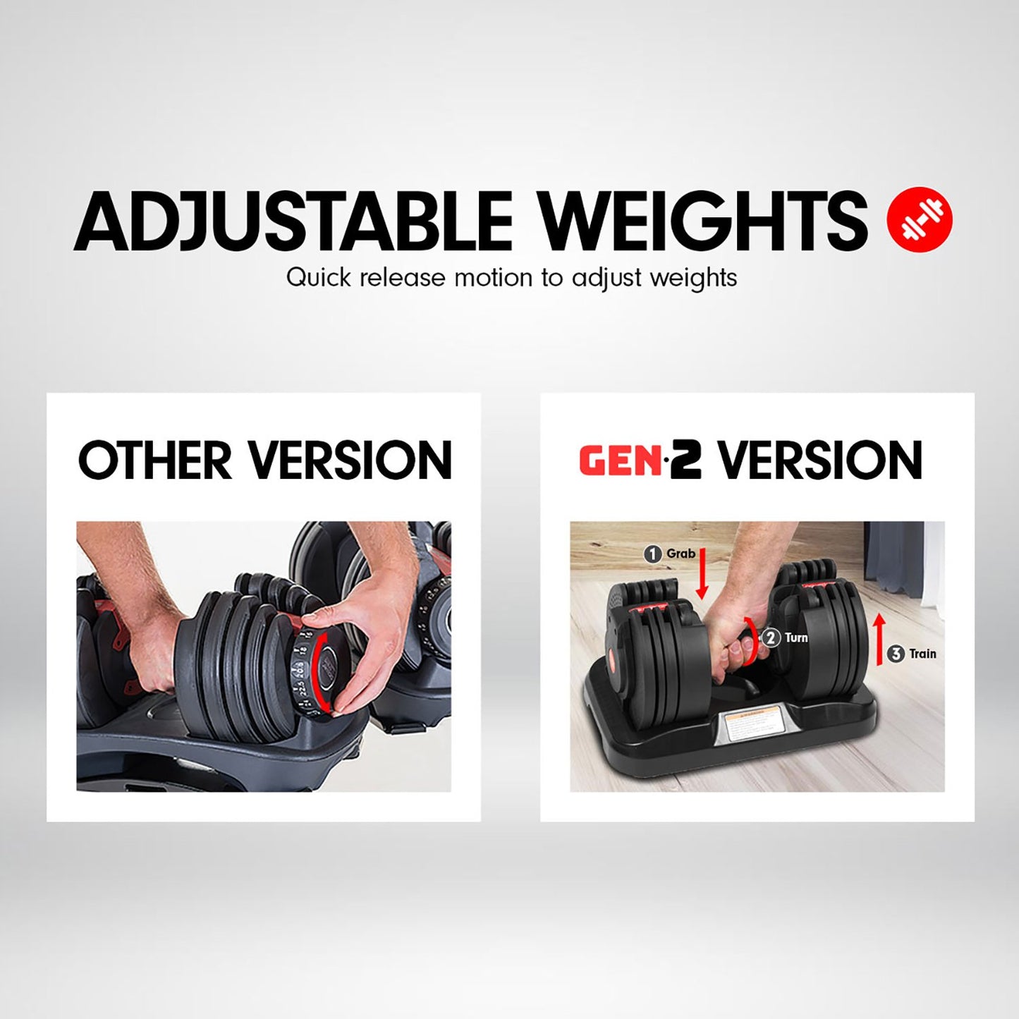 2x 20kg Gen2 Home Gym Adjustable Dumbbell