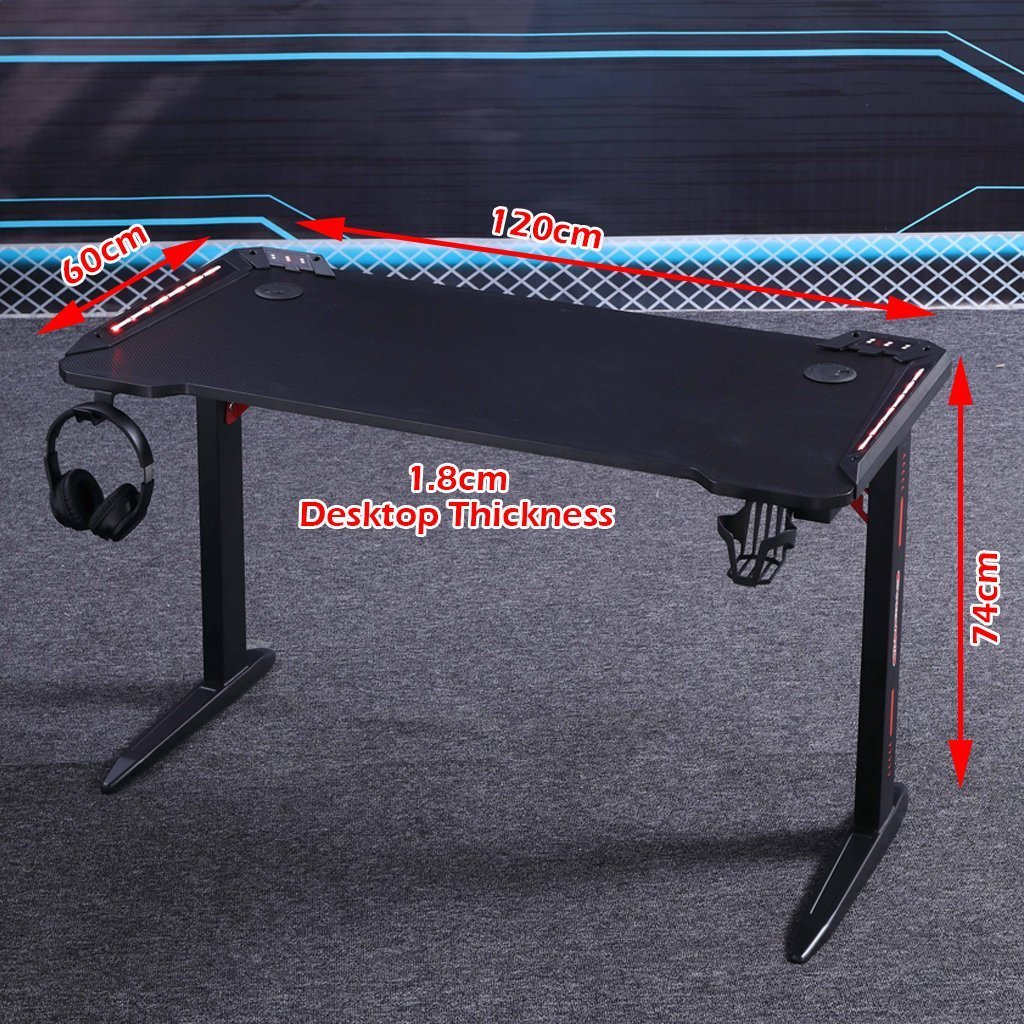 140cm RGB Gaming Desk – Carbon Fibre Look Racing Style
