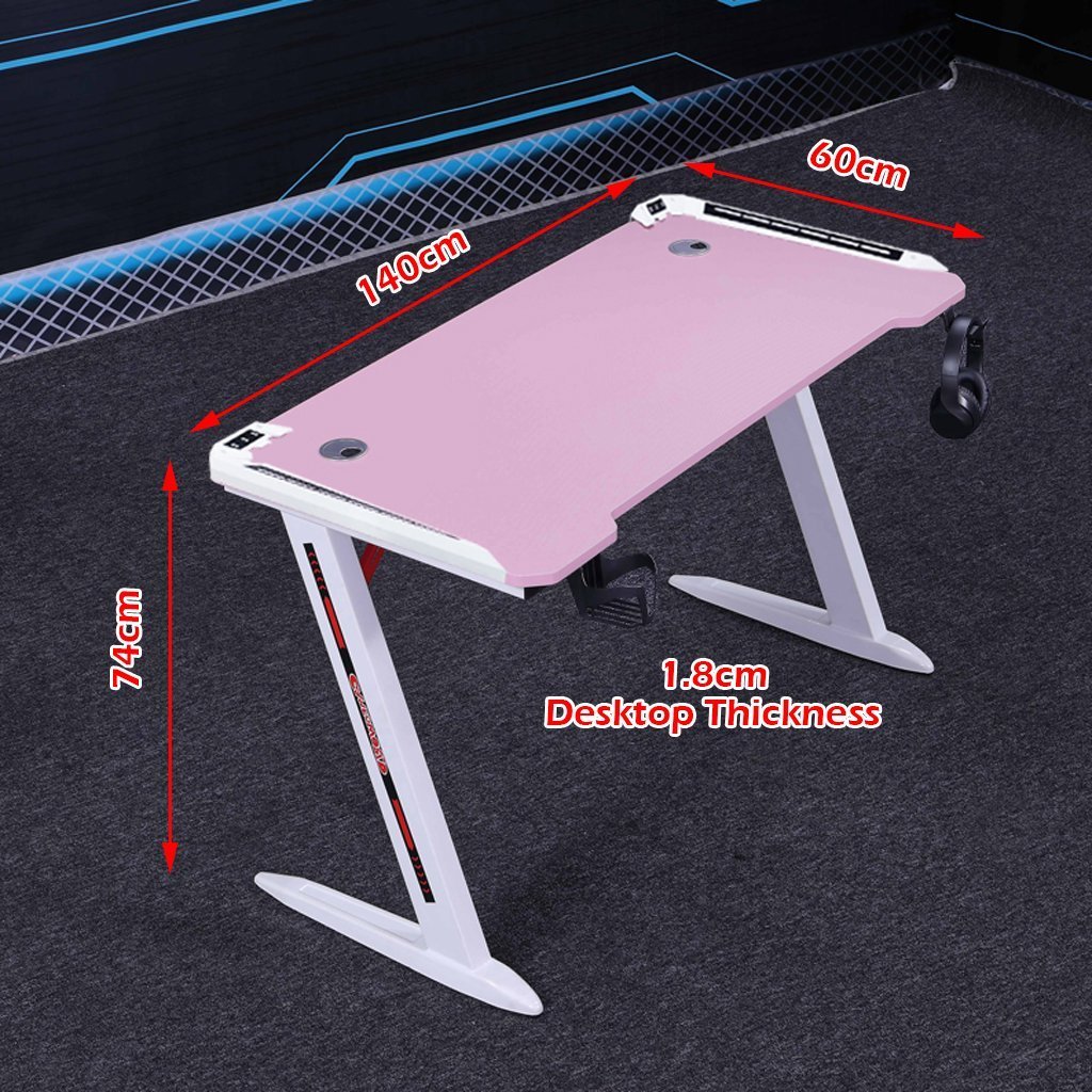 140cm RGB Gaming Desk – Carbon Fibre Look Racing Style