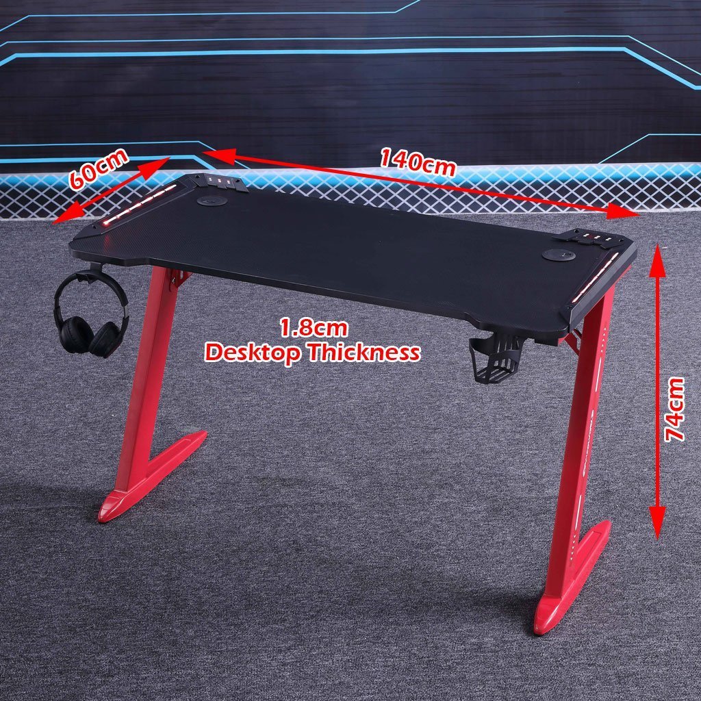 140cm RGB Gaming Desk – Carbon Fibre Look Racing Style