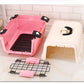 Small Portable Plastic Dog Cat Pet Pets Carrier Travel Cage With Tray-Pink