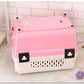 Small Portable Plastic Dog Cat Pet Pets Carrier Travel Cage With Tray-Pink