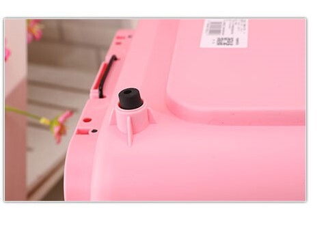 Small Portable Plastic Dog Cat Pet Pets Carrier Travel Cage With Tray-Pink