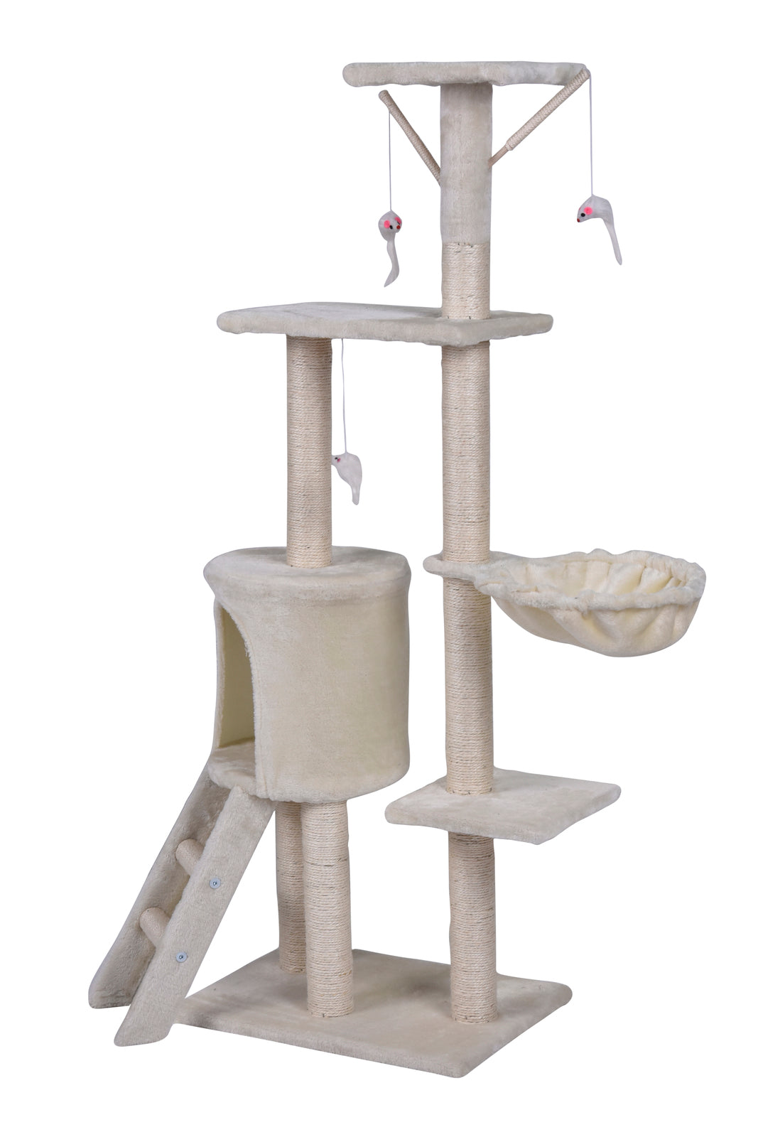 138cm Cat Scratching Tree with Ladder – Beige