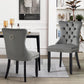 Set of 2 Dark Grey Velvet Dining Chairs – Black Rubberwood Legs