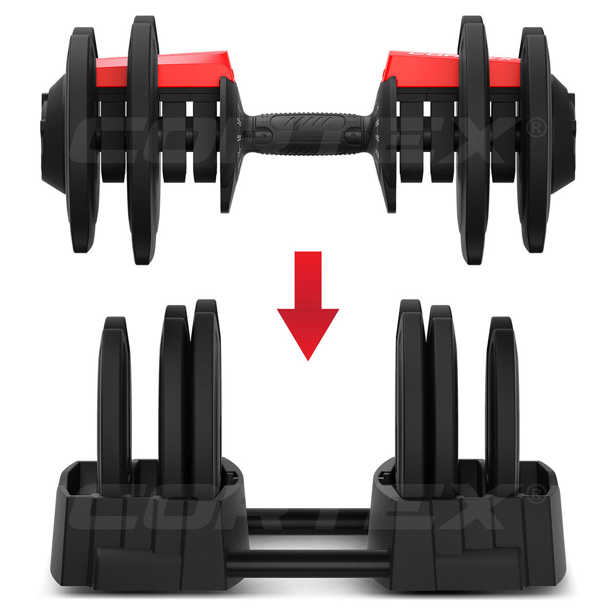 Revolock V2 80kg Pair Set Adjustable Steel Dumbbell Barbell All-in-One