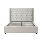 THE VERONICA -  Bed Frame King Size Winged Grey Linen Fabric Seam Grid Pattern with gas lift plywood metal structure