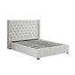 THE VERONICA -  Bed Frame King Size Winged Grey Linen Fabric Seam Grid Pattern with gas lift plywood metal structure