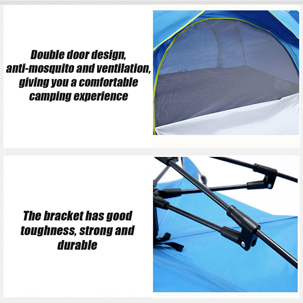 Waterproof Automatic Camping Tent 3-4 Person Come with Moisture Proof Pad(Blue)