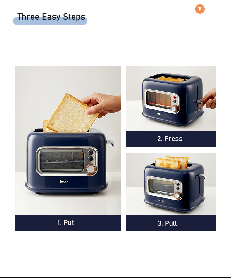 Retro Style Double Slots Bread Toaster With Glass Window DSL-C02X1