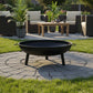 Black fire pit with legs on a white background