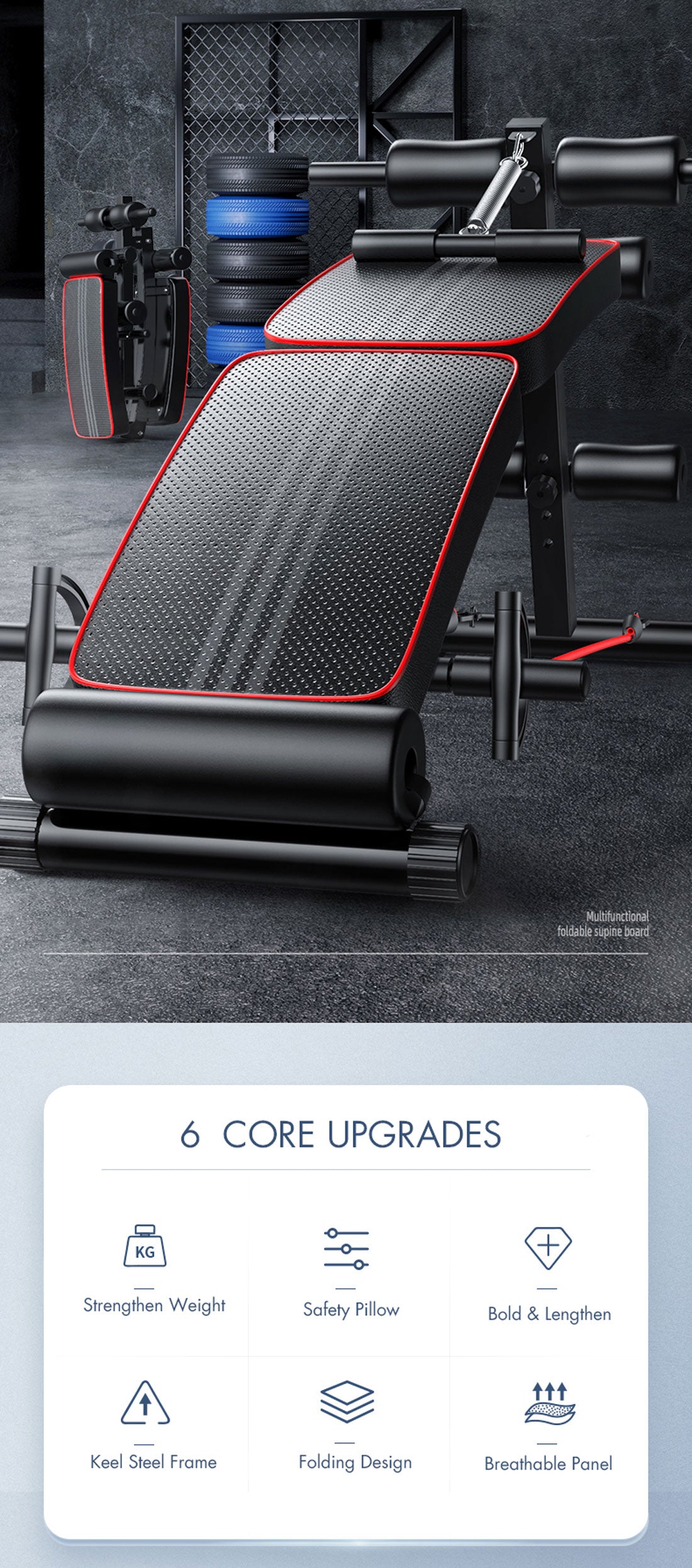 Foldable Adjustable Sit-Up Bench – Home Gym Abdominal Trainer