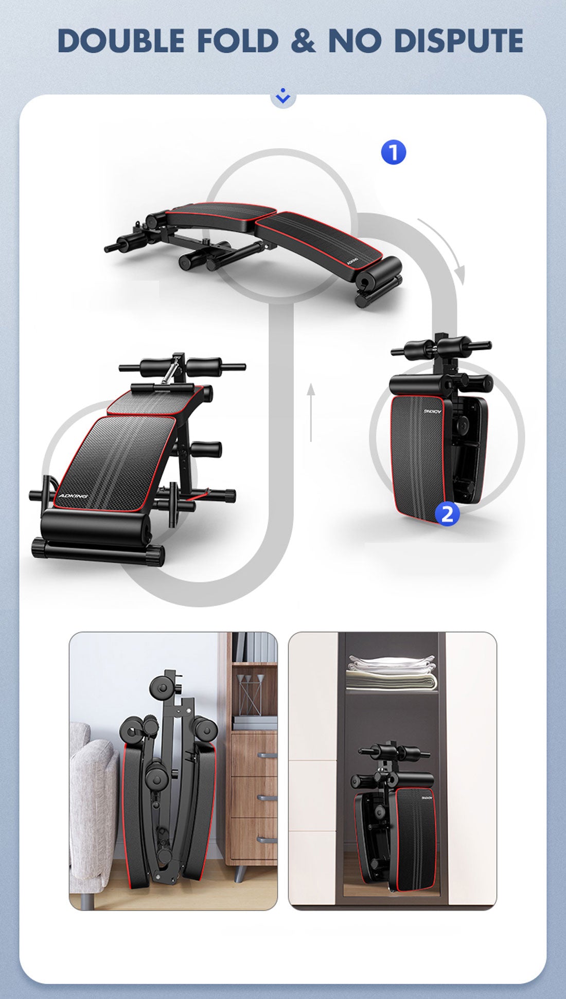 Foldable Adjustable Sit-Up Bench – Home Gym Abdominal Trainer