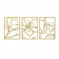 3 Piece Gold Flower Metal Wall Decor Abstract Floral Aesthetic Set of 3