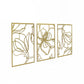 3 Piece Gold Flower Metal Wall Decor Abstract Floral Aesthetic Set of 3