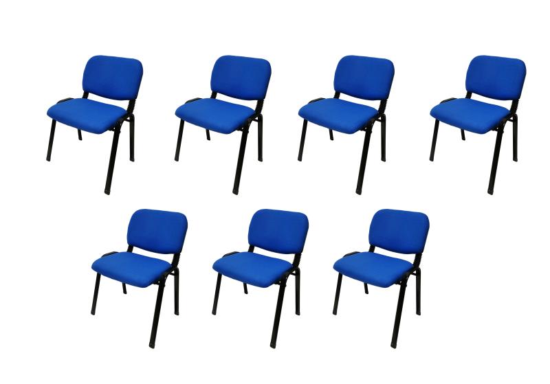 Stackable Office Conference Visitor and Community Chairs (Set of 7-Blue)