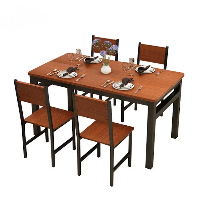 Wood & Steel Dining Set (Oak & Black)