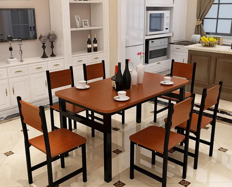 Wood & Steel Dining Set (Oak & Black)