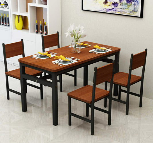 Wood & Steel Dining Set (Oak & Black)