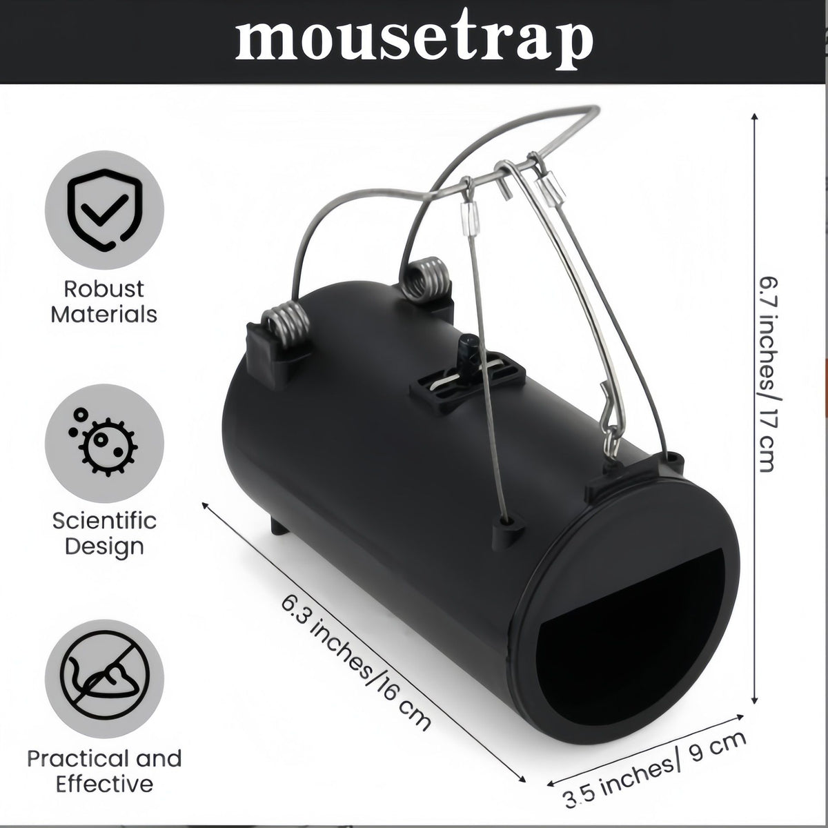 Spring-Loaded Mole Trap Tunnel – Reusable 17x16x9cm