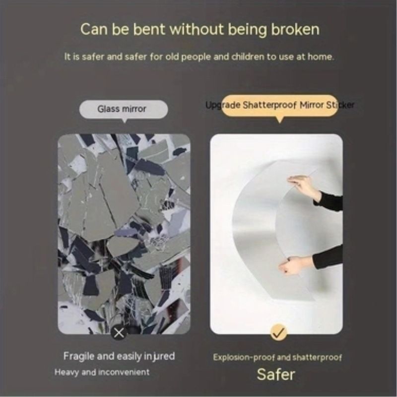 4 Piece Acrylic Full Length Mirror Wall Stickers – 120x30cm