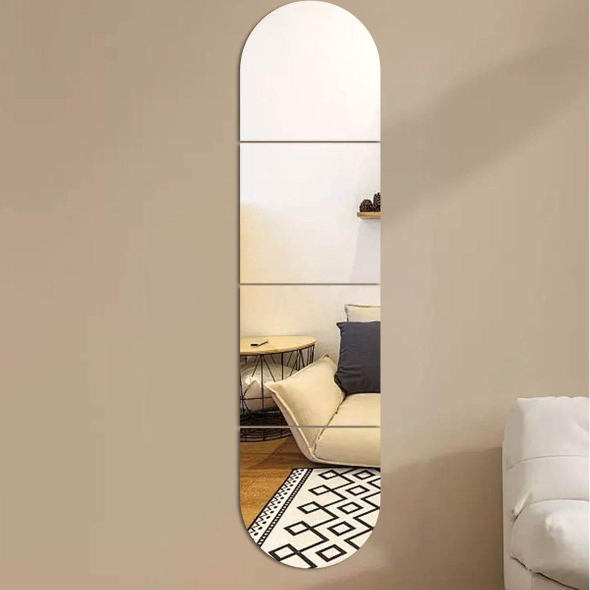 4 Piece Acrylic Full Length Mirror Wall Stickers – 120x30cm